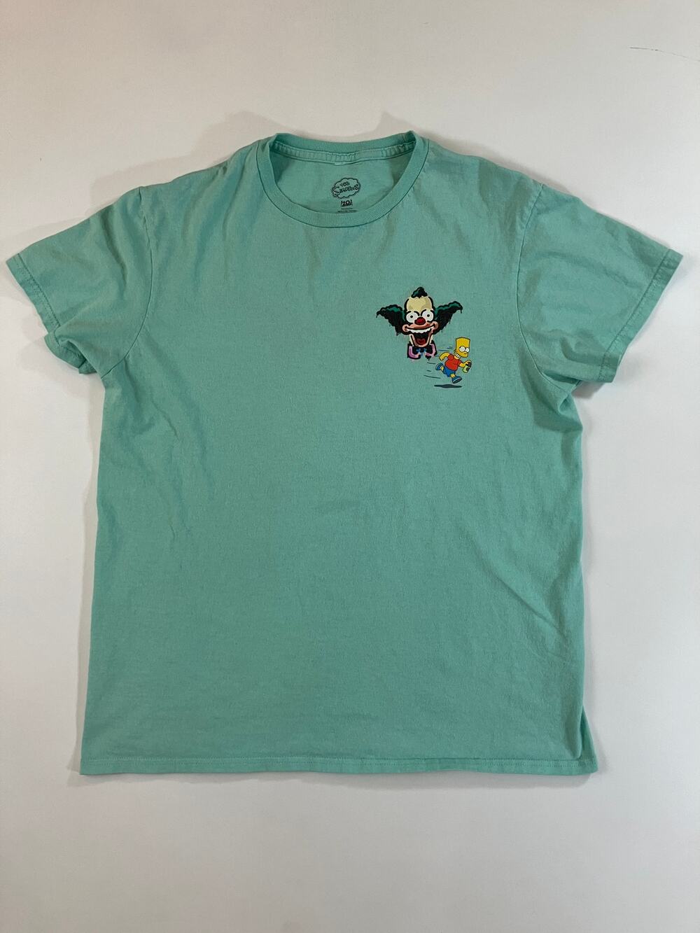 The Simpsons Bart Krusty T Shirt Men's M Mint Green Chase Graphic Mad Engine